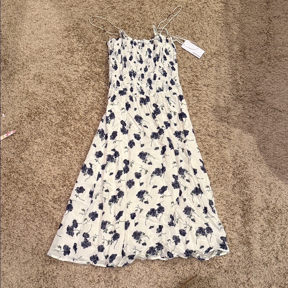 Reformation White and Blue Floral Dress